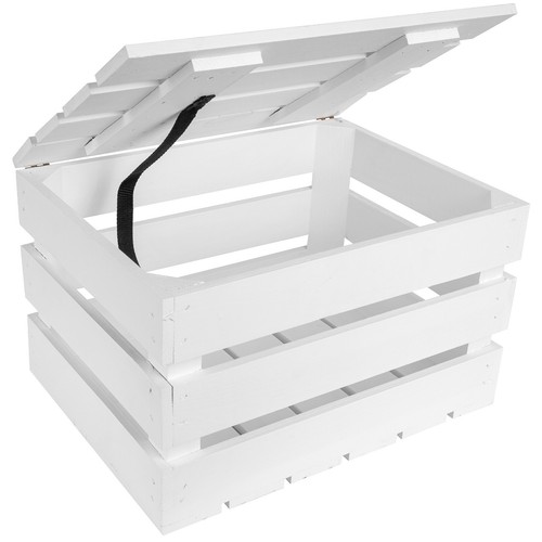Holzkiste mit deckel weiß - mit,