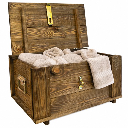 Holztruhe hugo braun mit - hugo,