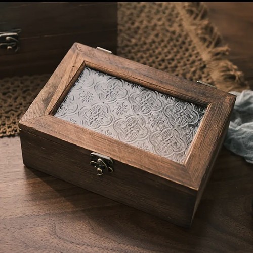 Holzkiste mit glas - holzkiste, deckel