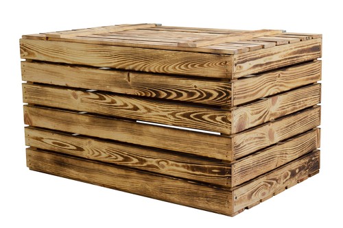 Grosse holztruhe geflammt - holztruhe,